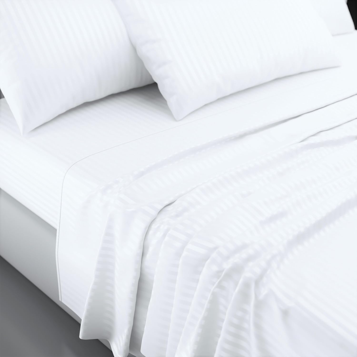Pereti Juego de sábanas italianas tamaño Queen, 100% algodón, sábanas de satén de fibra larga, juego de sábanas de 4 piezas, juego de ropa de cama,