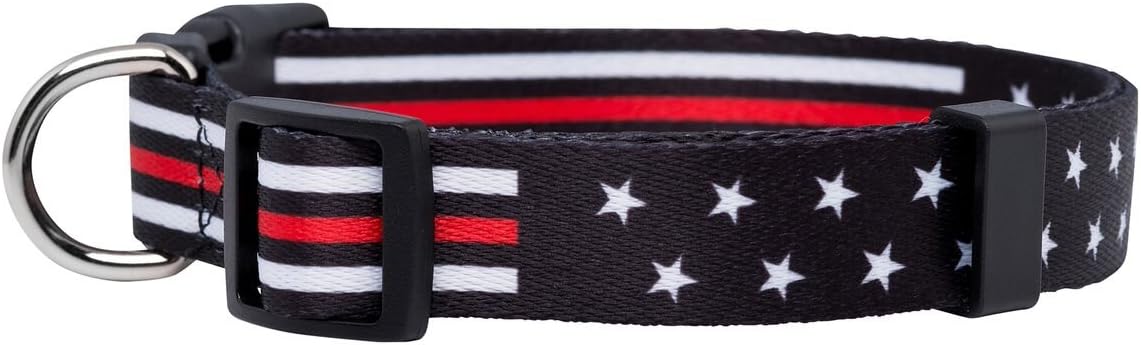 Collar de perro de línea roja fina – estrellas (grande)