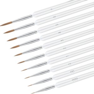 Kit de 10 pinceles de pintura en miniatura, pincel de pintura de detalles finos, 10 tamaños, punta fina de madera, micro pincel profesional para Kit de 10 pinceles de pintura en miniatura, pincel de pintura de detalles finos, 10 tamaños, punta fina de madera, micro pincel profesional para