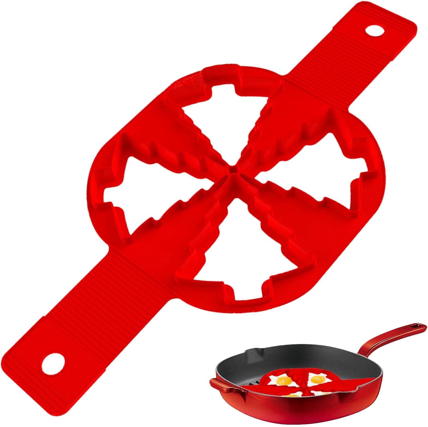 Molde de silicona para panqueques  Molde de huevo de árbol de Navidad – Molde para magdalenas de 4 agujeros para hacer panqueques de huevo para