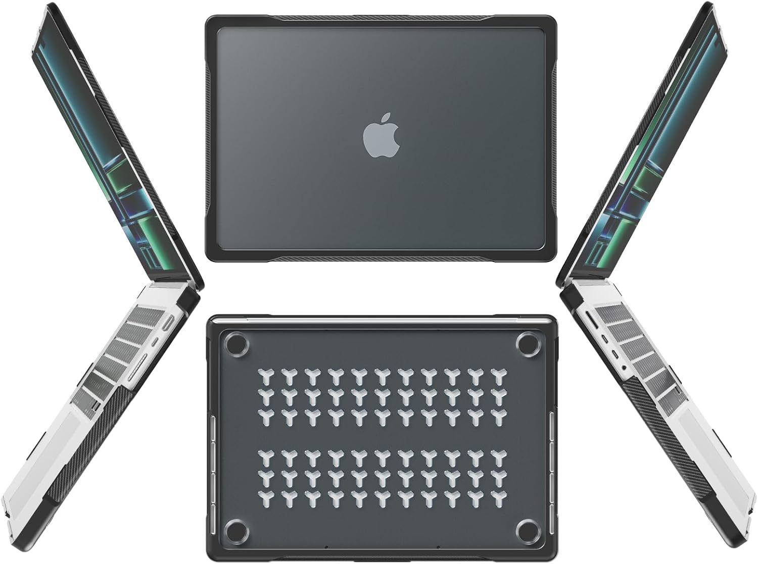 Batianda Funda de protección definitiva para MacBook Pro 14 2021 2023 modelo A2442A2779, bordes de fibra de carbono mate, a prueba de golpes,