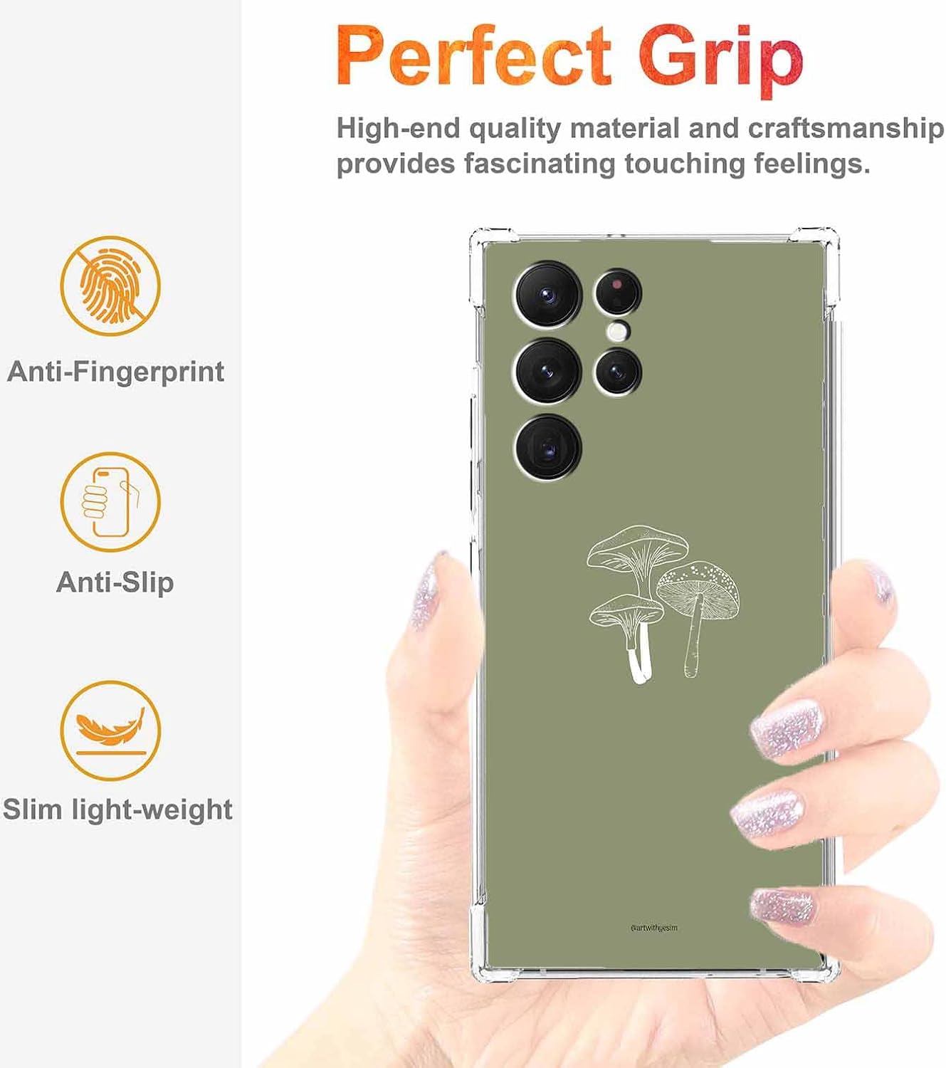 Funda para Samsung Galaxy S23 Ultra, diseño minimalista y estético de hongos para hombres y mujeres, funda de TPU suave y moderna para Galaxy S23