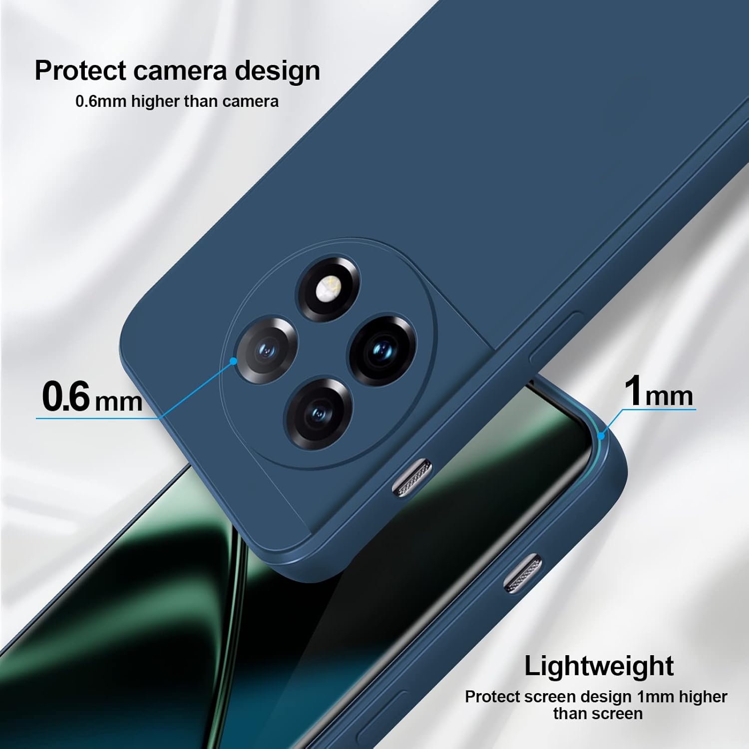 GiiYoon Funda de silicona compatible con OnePlus 11, funda de cuerpo completo para teléfono suave y sedosa con protección de cámara, funda a prueba