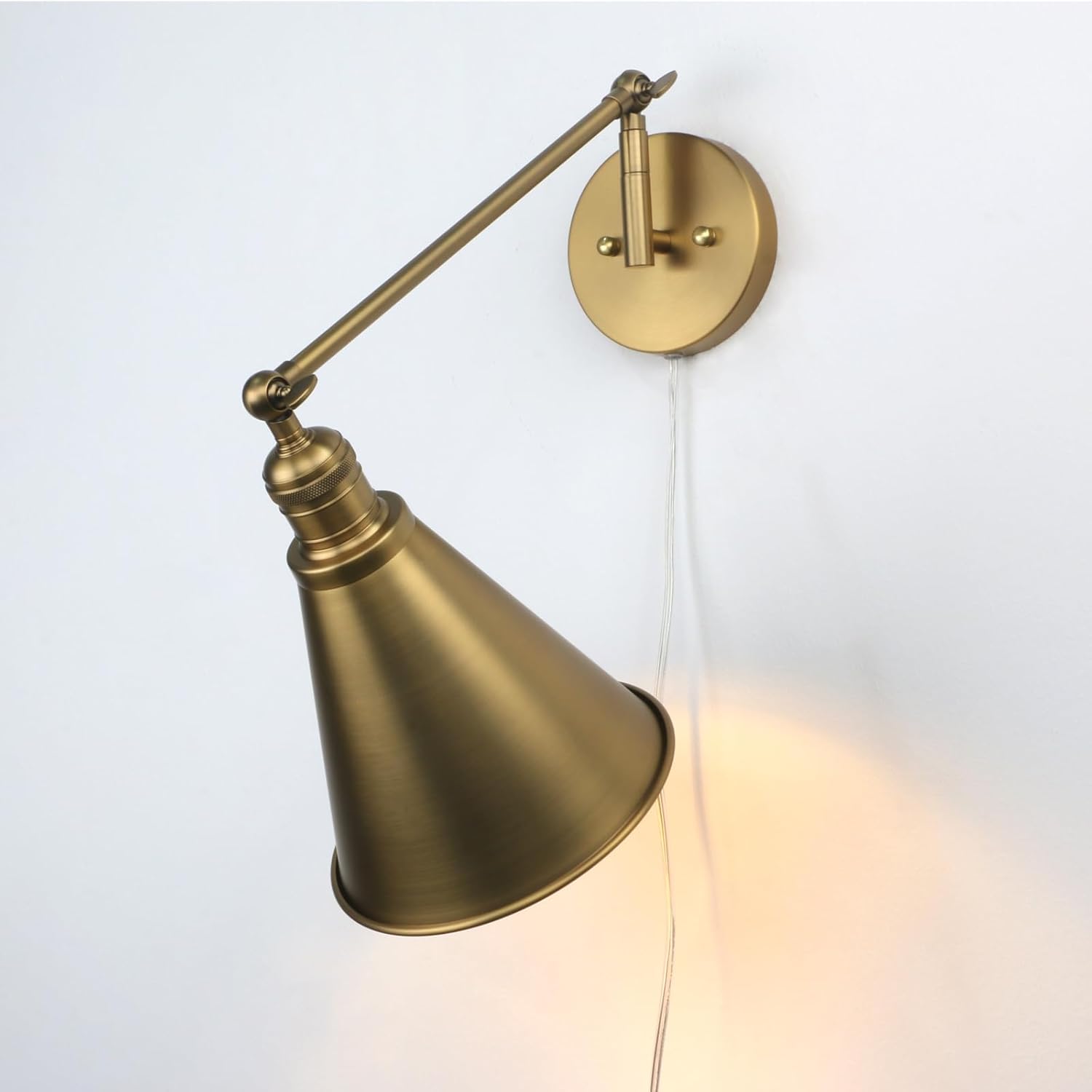 Apliques de pared vintage con brazo oscilante, cable de enchufe de cabeza ajustable con interruptor de encendidoapagado, lámpara de pared
