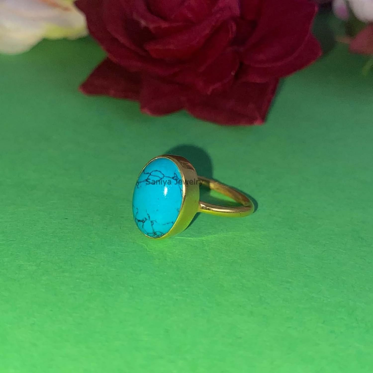 Handmade Oval Gemstone Dainty Minimalist Ring  Yellow Gold Vermeil Ring  Solid 925 Sterling Silver Statement Ring  Everyday Wear Rings For Women