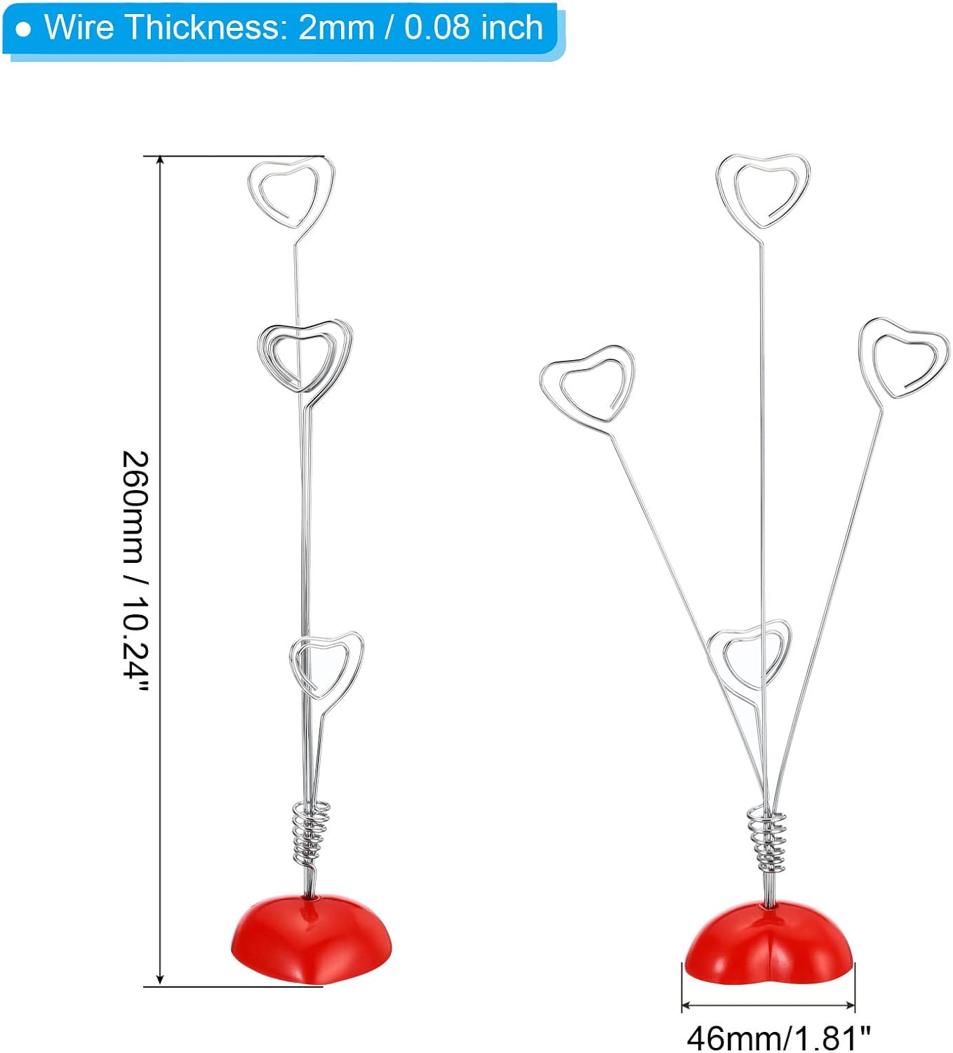 PATIKIL Portatarjetas de lugar, paquete de 2 soportes con clip para notas, soporte para mesa de árbol, números, forma de corazón para fotos, papel