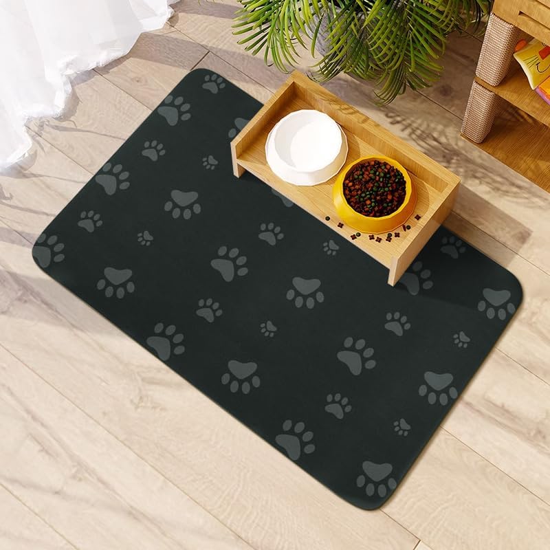 SINLAND Tapete absorbente para alimentación de mascotas de 16 x 24 pulgadas, impermeable, tapete de goma para comida y agua, sin manchas, de secado
