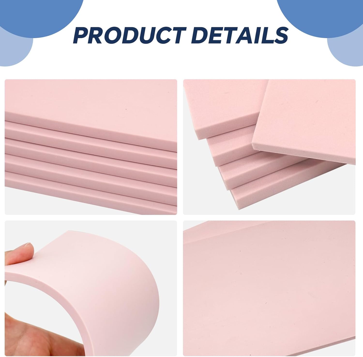 Paquete de 5 bloques de tallado de goma de color rosa pálido de 4 x 6 pulgadas, bloques de linóleo para sellador, suministros de impresión