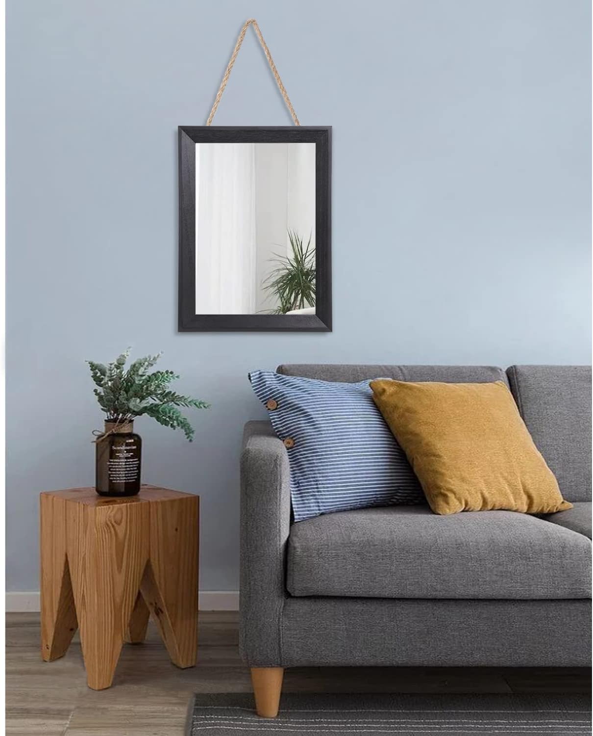 AAZZKANG Espejo de pared negro rectangular de madera rústica, espejo colgante decorativo para baño, dormitorio, granja