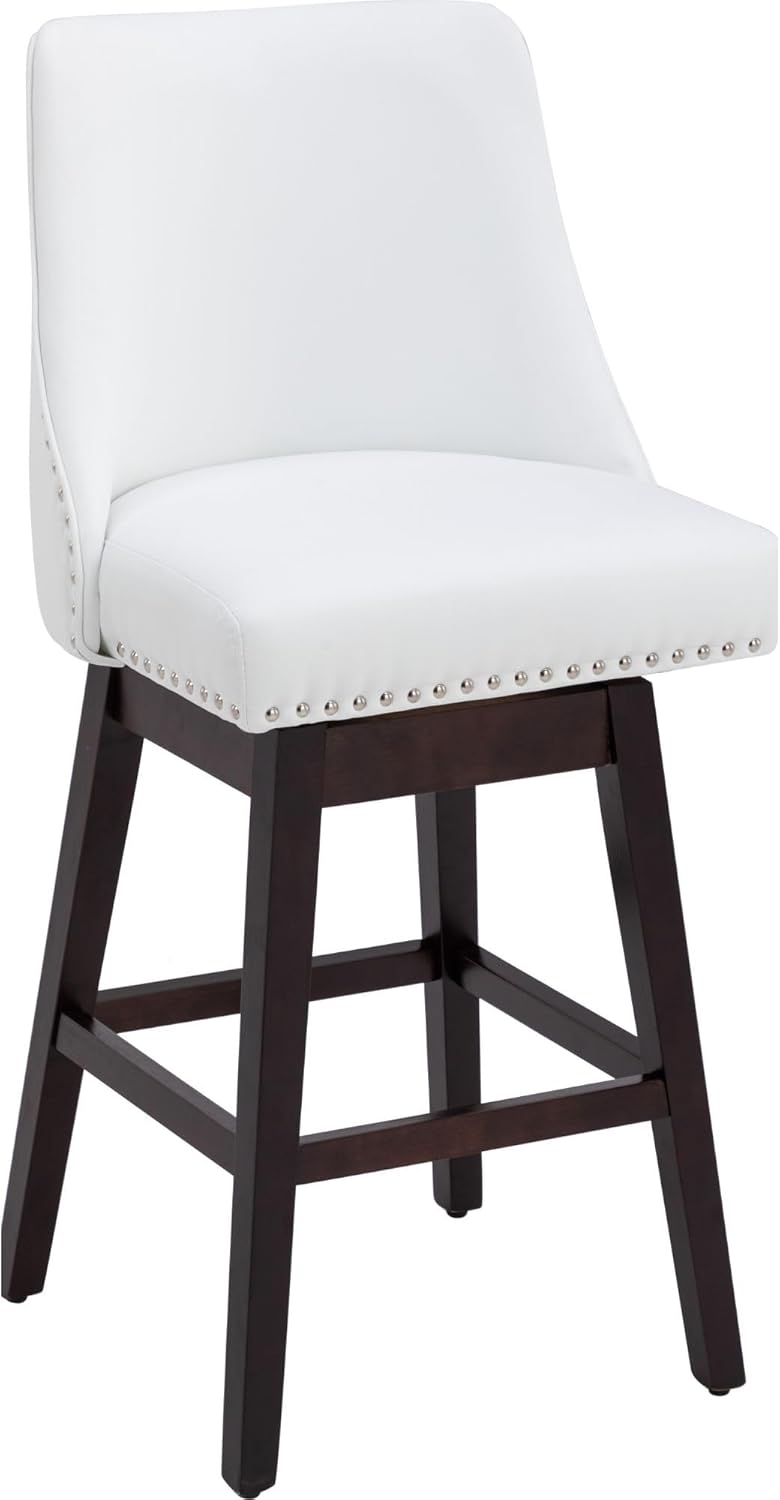 Taburetes de bar de altura de mostrador de 27.5 pulgadas, taburetes de cocina de piel sintética con respaldo, taburetes de bar giratorios de 360 con