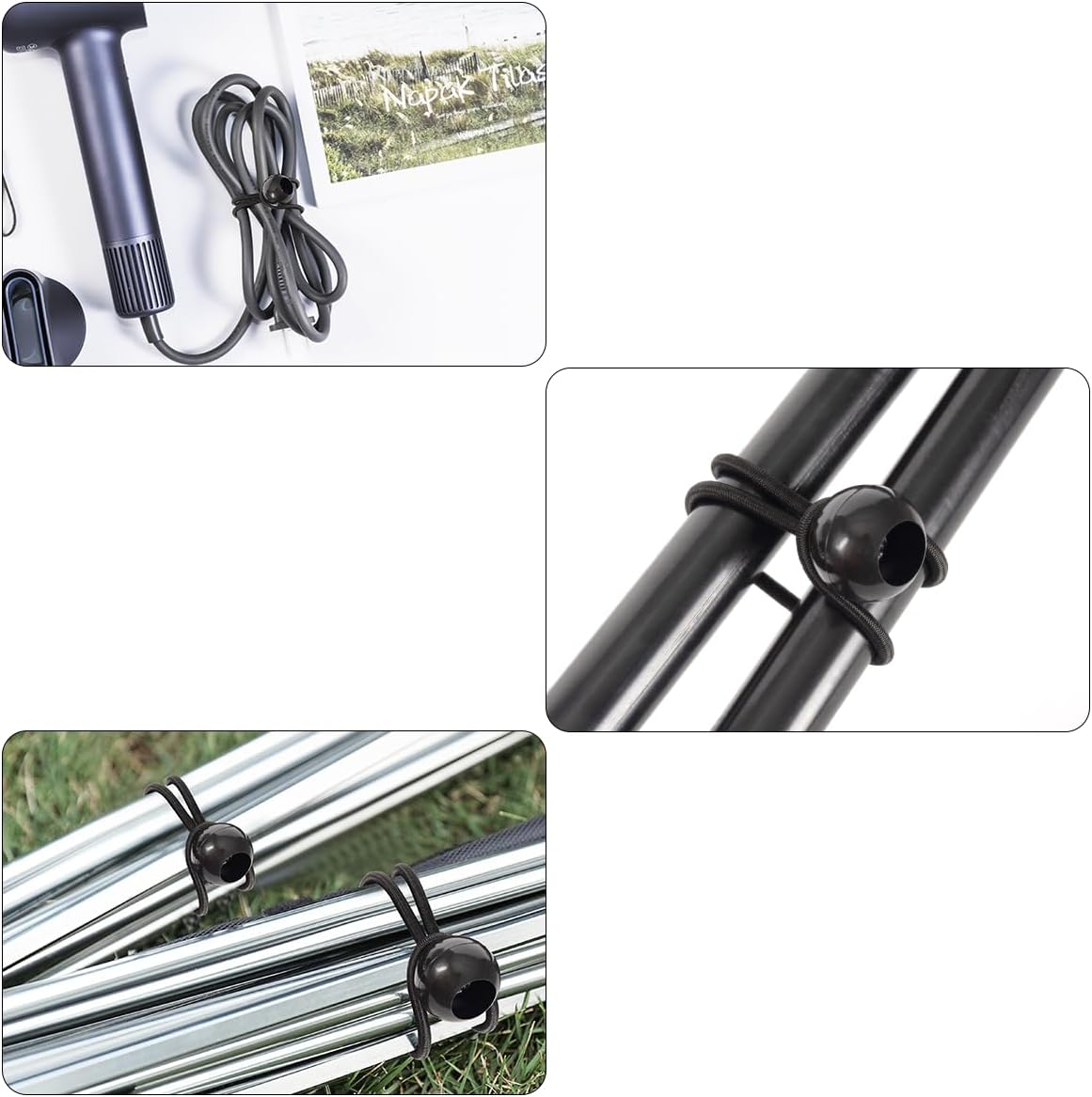 Cuerdas elásticas de bolas de 6 pulgadas con bolas, 30 unidades de cuerdas elásticas resistentes para toldo, lona, pelotas elásticas para camping,