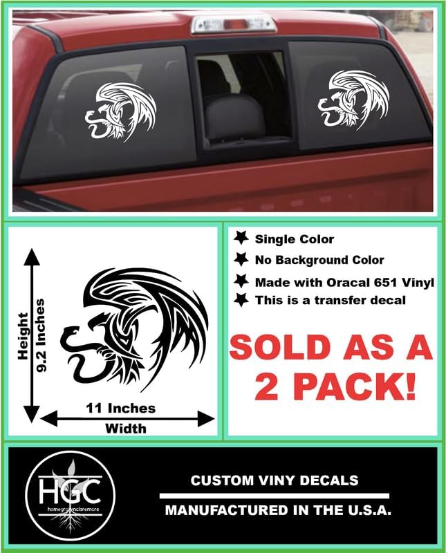 HOM1100.010B – Paquete de 2 calcomanías de vinilo para ventana de automóvil, camión, SUV, camioneta, 11 pulgadas de ancho por 9.2 pulgadas de alto,