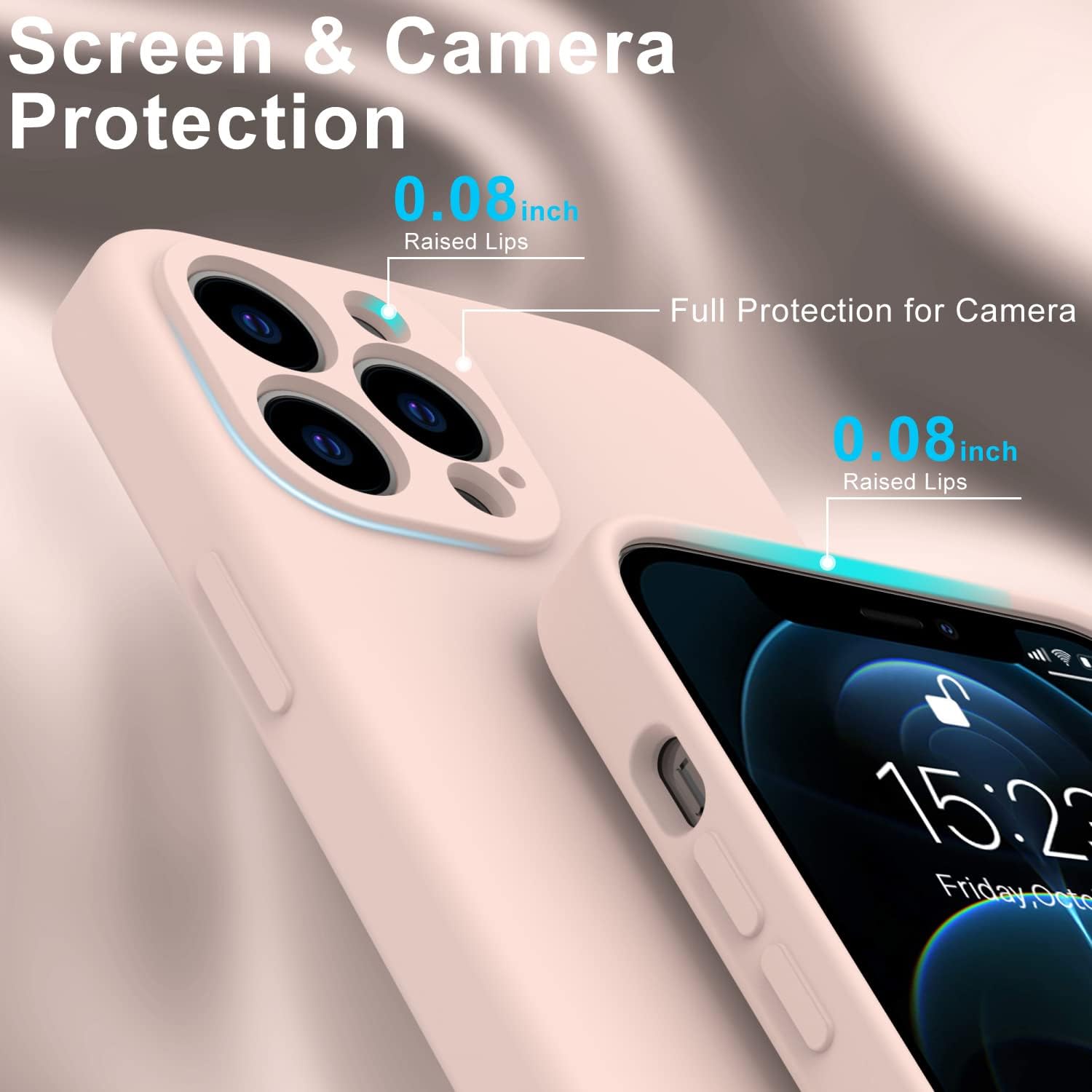DEENAKIN Funda compatible con iPhone 12 Pro con protector de pantalla, mejora la protección de la cámara, funda protectora de goma de gel de