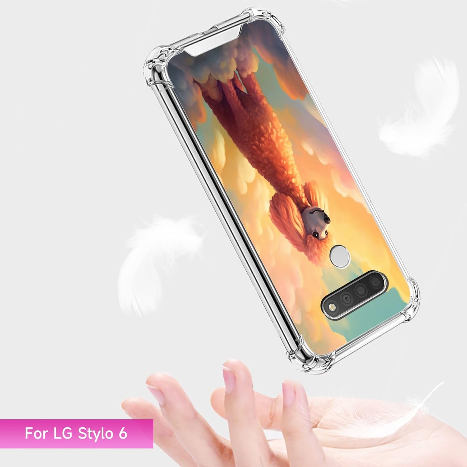DAFEI Funda transparente para LG Stylo 6 con diseño de perro caniche aa10, bolsa de aire transparente de cuatro esquinas, reforzada contra arañazos