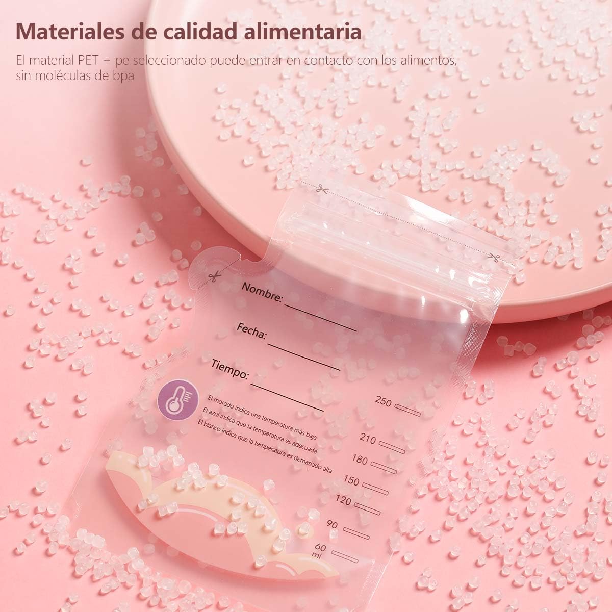 Bolsas de almacenamiento de leche materna, 150 unidades con 8.5 onzas, bolsa de almacenamiento de leche desechable autosuficiente, preesterilizada,
