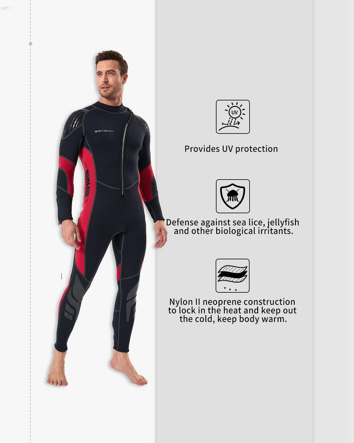 Seaskin Trajes de neopreno para hombres y mujeres, 0.118 in con cremallera frontal completa