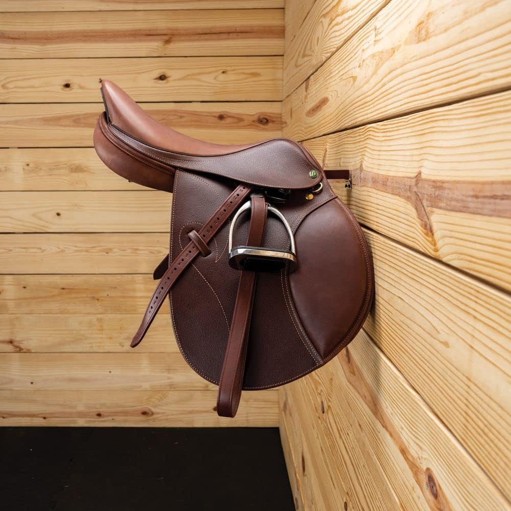 EASY-UP Estante plegable de madera para montar en la pared, color marrón medio, práctico diseño plegable, se adapta a sillas inglesas y de doma