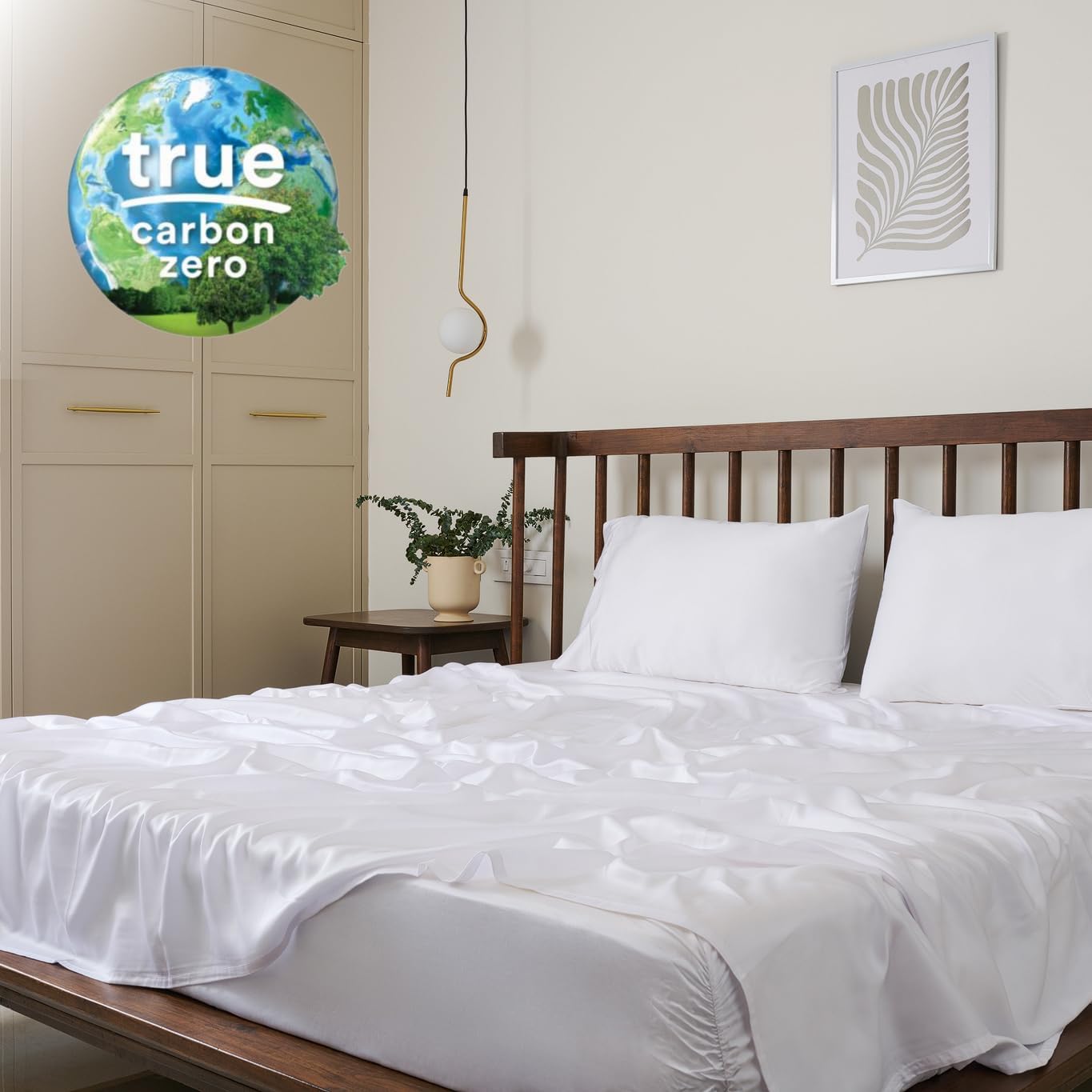 Weddingly Sábanas certificadas 100% Tencel Split King Lyocell  Juego de 5 piezas  Tejido de satén  Carbono verdadero ceroSuave a la pielEtiquetas de