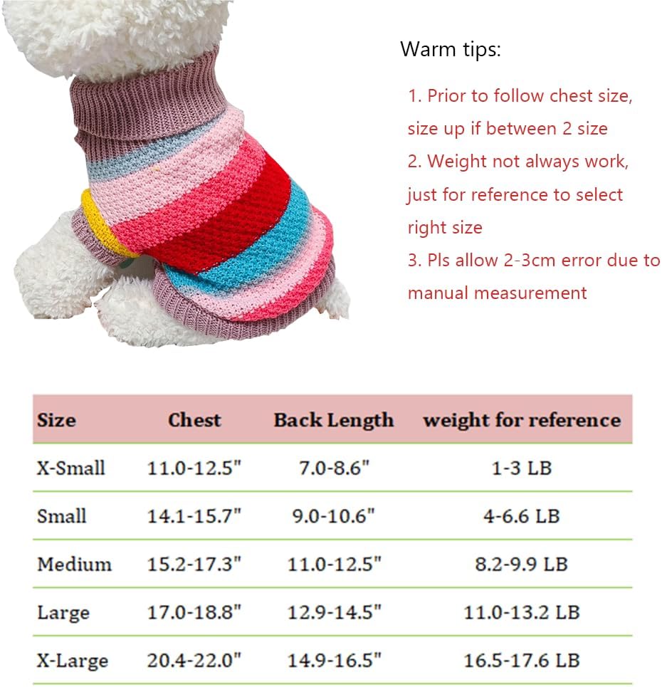 Suéter arcoíris para cachorros y perros pequeños, sudadera de punto para perro, ropa cálida para mascotas, para gatito, chihuahua, yorkie, caniche,