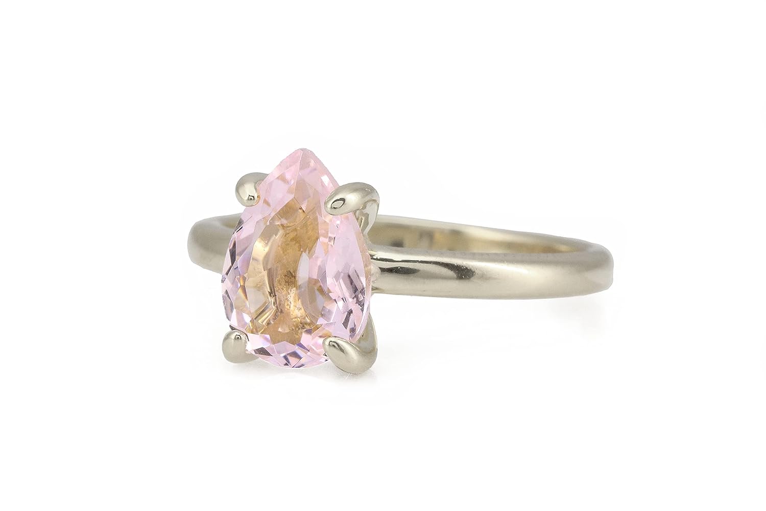 14K Rose Gold Ring – Elegant Pink Rose Quartz Stone Ring for Women – with Engraving and Fancy Ring Box – Handmade Jewelry
