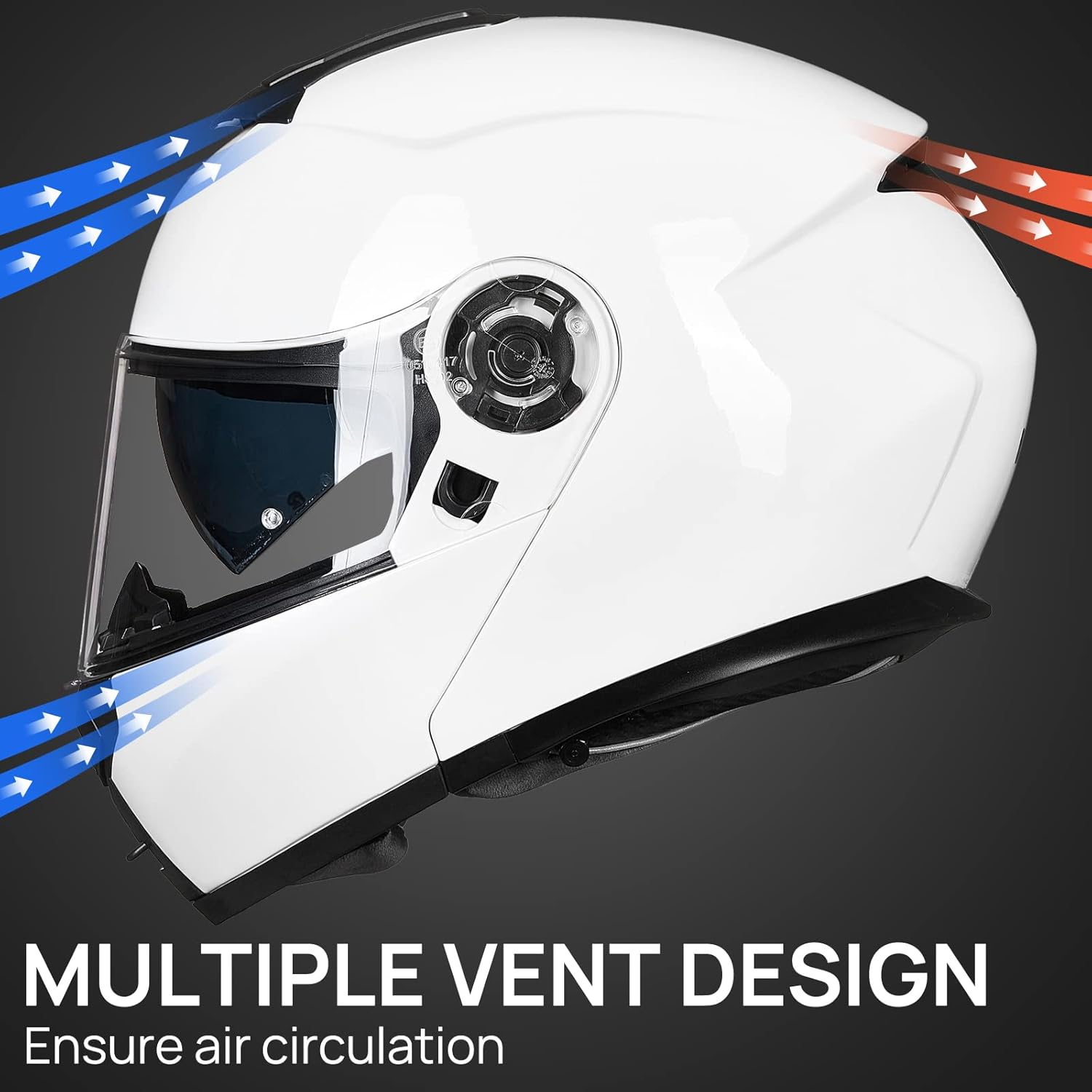 ILM Casco modular de cara completa para motocicleta para adultos, doble visera, aprobado por DOT, modelo 159 (blanco, mediano)