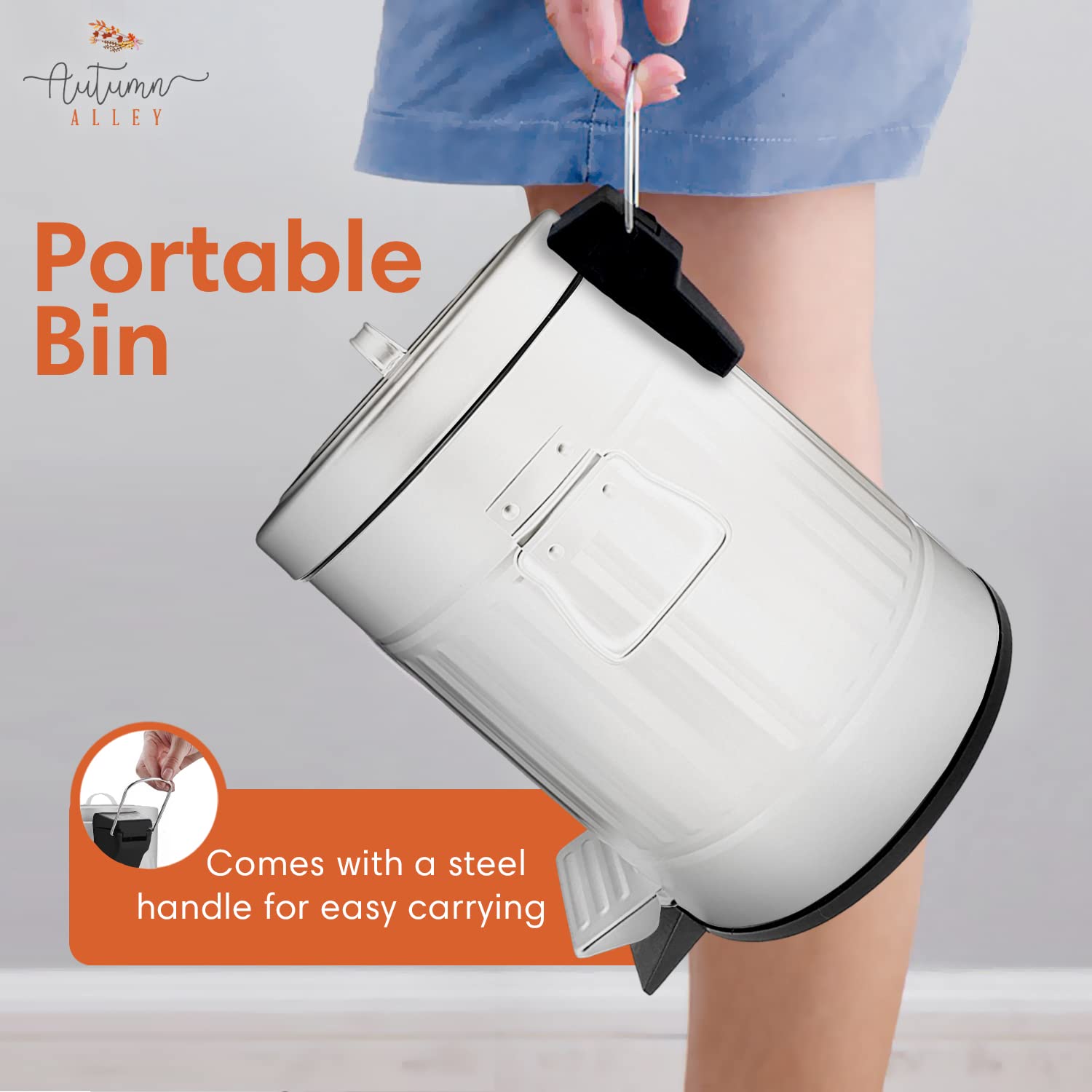 Autumn Alley, Farmhouse – Basurero de baño blanco con tapa y pedal, cubo de basura blanco para baño rústico, cubo de basura de cocina de granja,