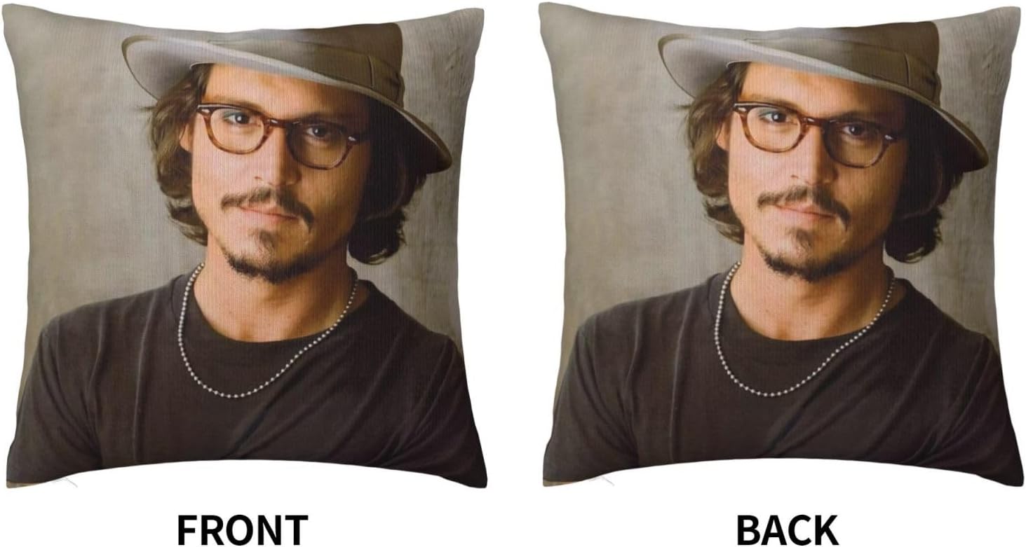 Johnny Depp – Fundas de almohada suaves y cómodas con protectores de almohada con cremallera, 18 x 18 pulgadas