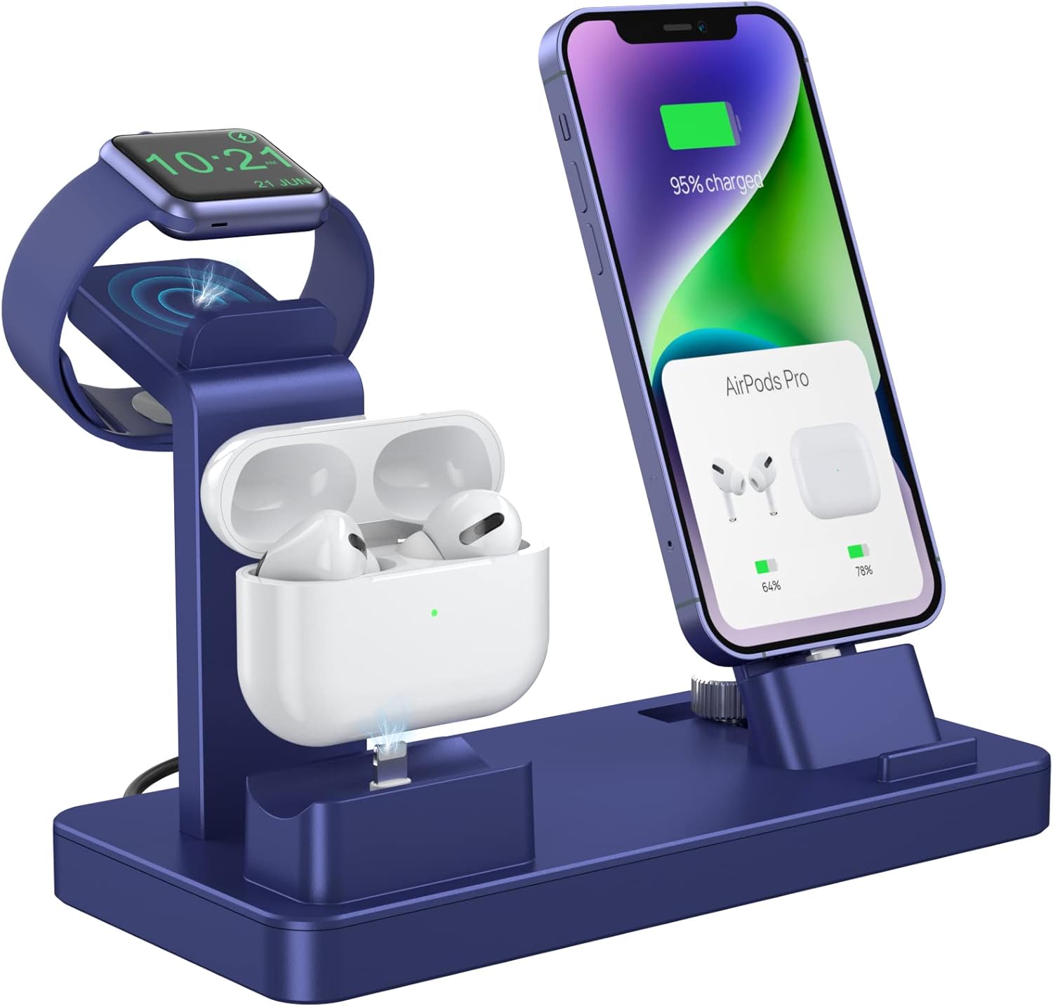 Estación de carga para dispositivos Apple, estación de carga 3 en 1 para iPhone Series AirPods Pro321, soporte de cargador para Apple Watch