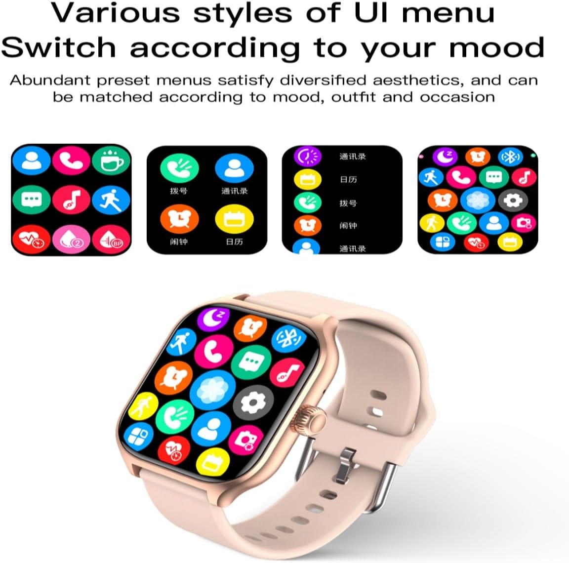 AERXHF Reloj inteligente de seguimiento de actividad física para mujeres y hombres, reloj para iOS y Android (respuestahacer llamadas) de 2.01