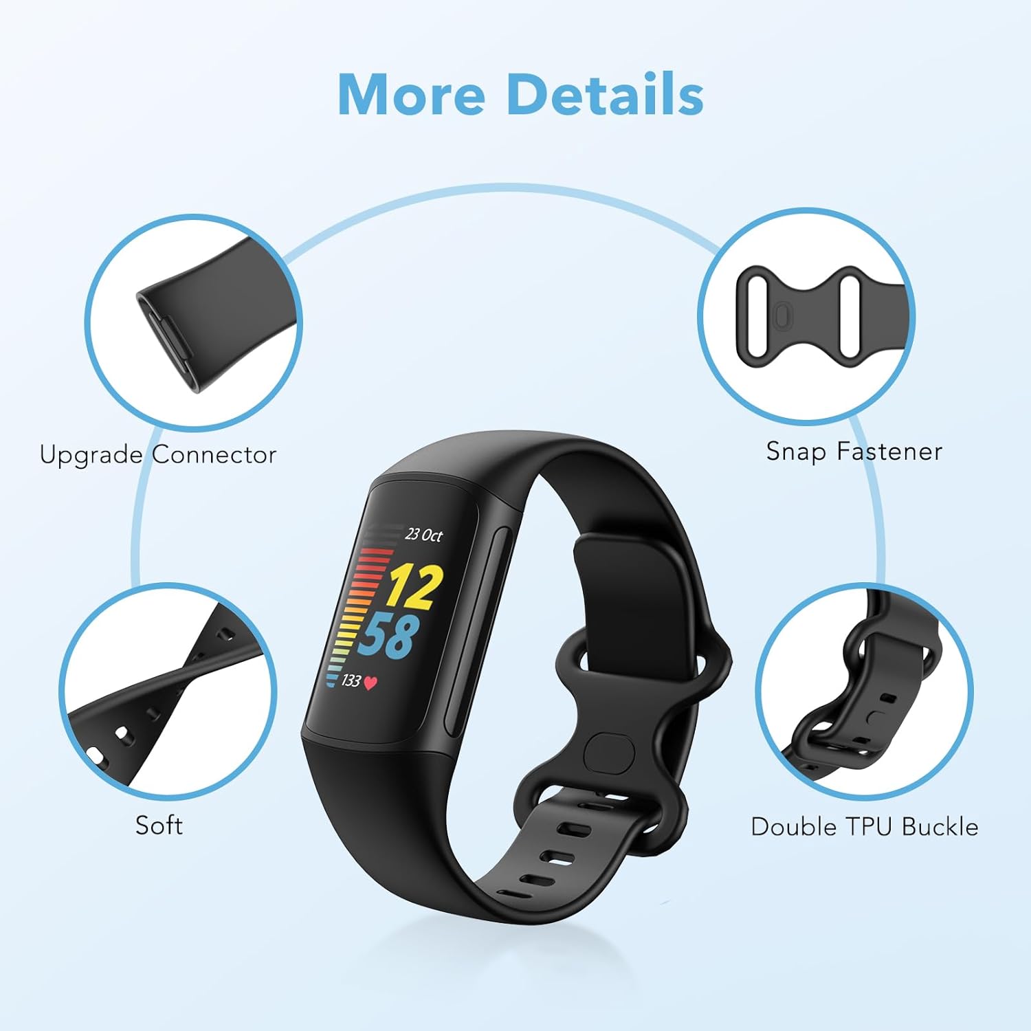 Paquete de 2 bandas impermeables compatibles con Fitbit Charge 5Fitbit Charge 6 para mujeres y hombres, pulseras de repuesto clásicas suaves