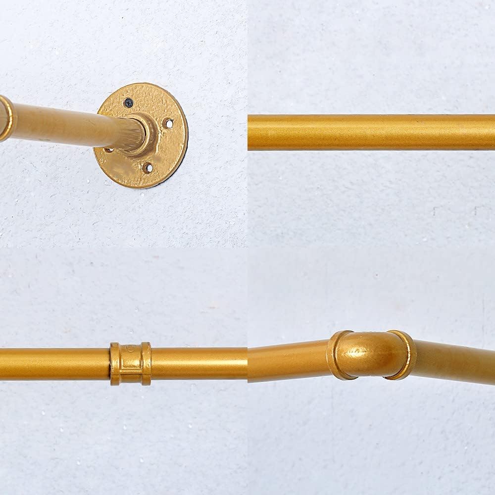 JIANZHUO Perchero de tubería industrial, dorado, 39.3in