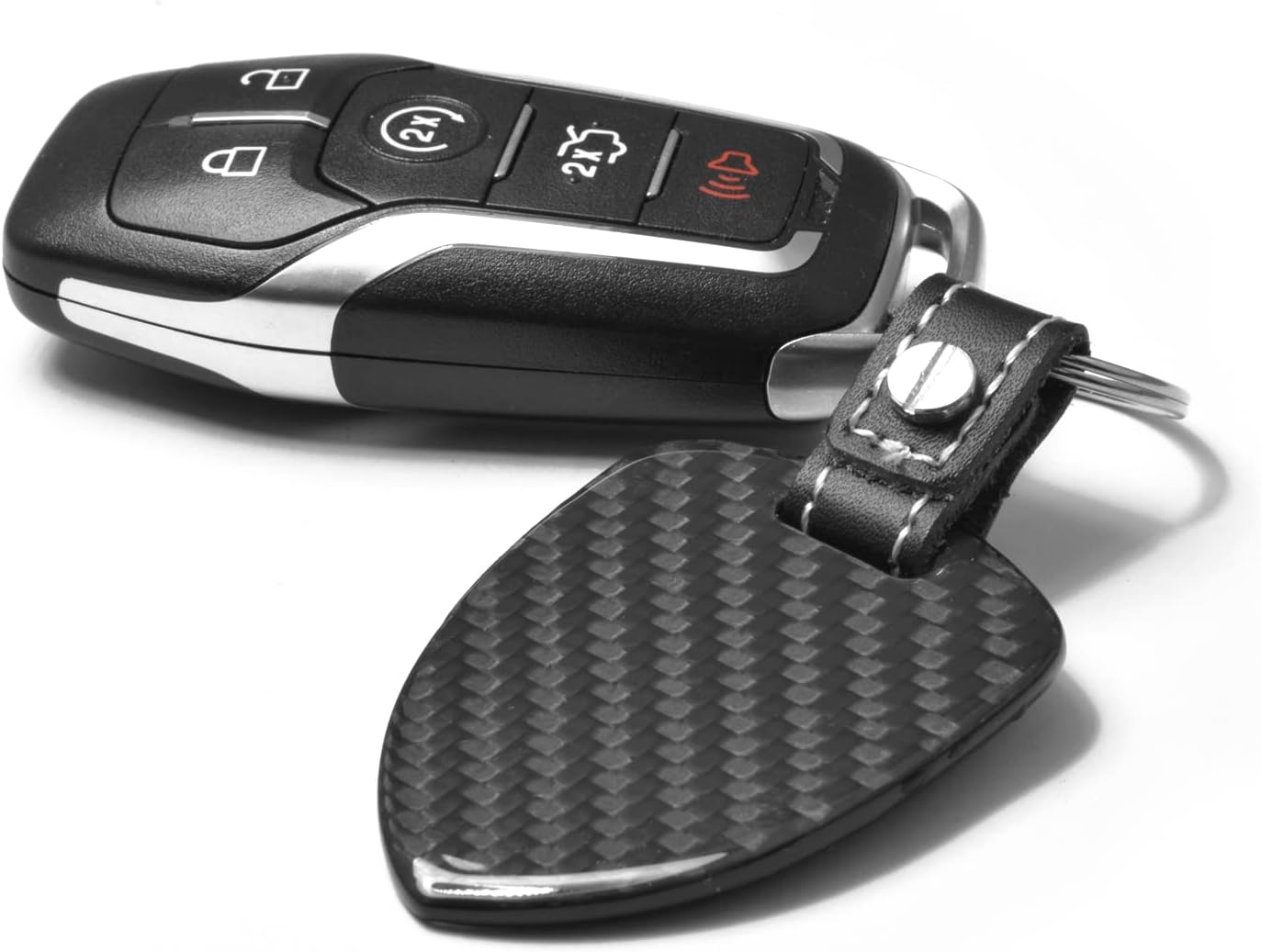 Llavero grande de fibra de carbono negro real estilo escudo oficial con licencia para Chevrolet Corvette C8 Stingray, Negro –