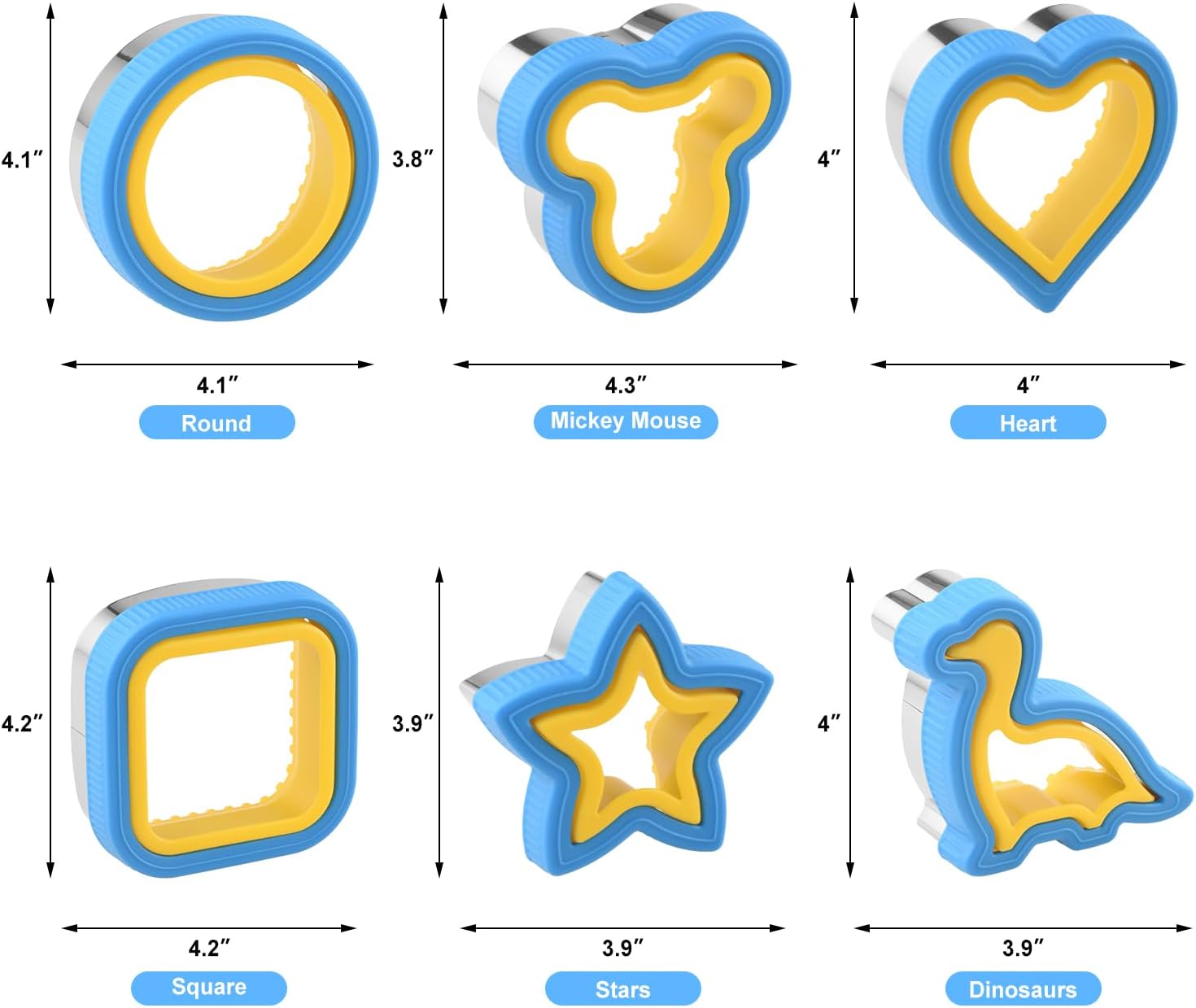 Juego de 6 piezas de cortador y sellador de sándwiches para niños, sándwiches sin incrustaciones de diferentes formas para la familia, cortador de