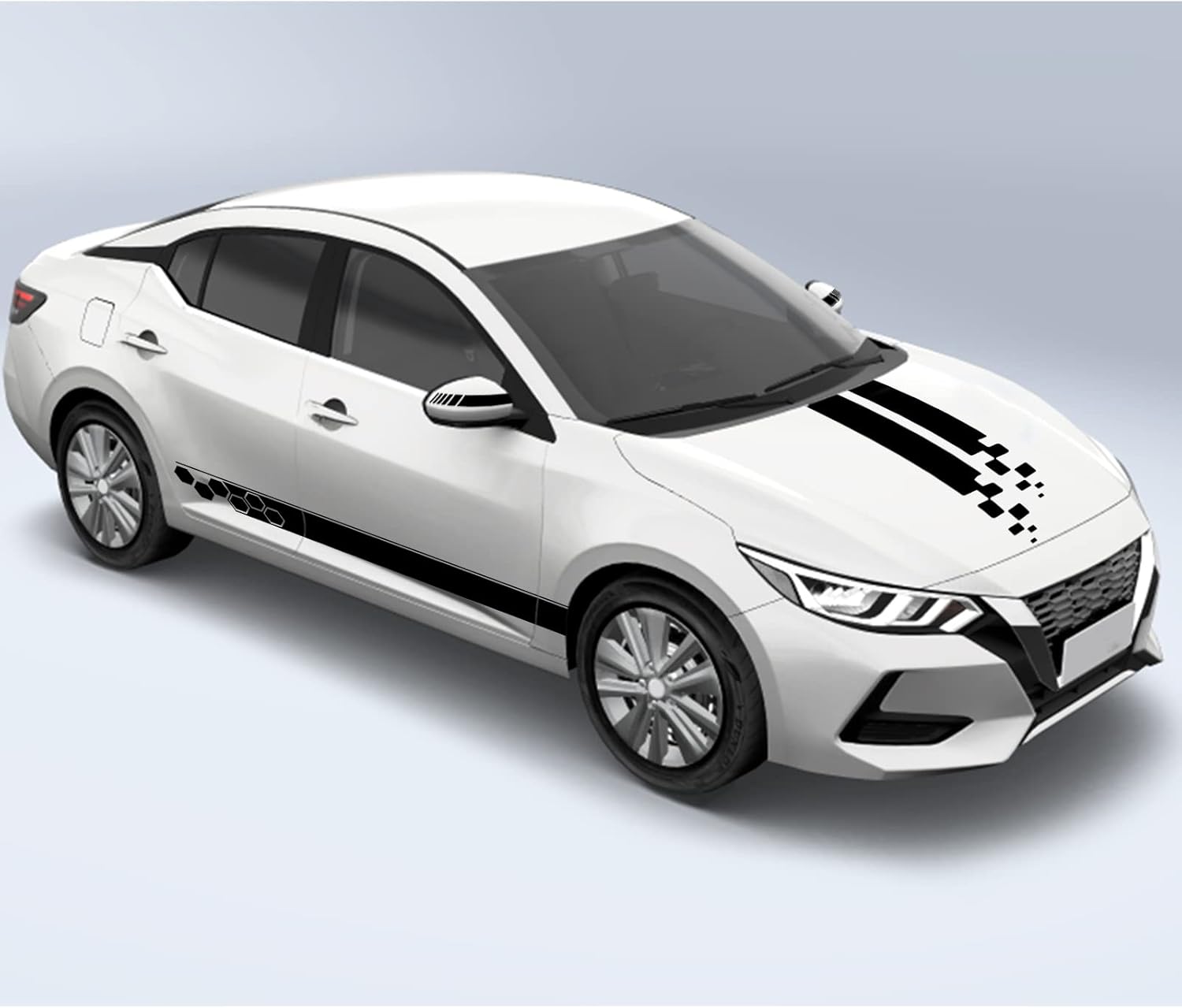 nuoozy Universal Car Body Sports Racing Stripe Calcomanías gráficas para capucha lateral falda exterior espejo NJ021 negro (6 unidades)