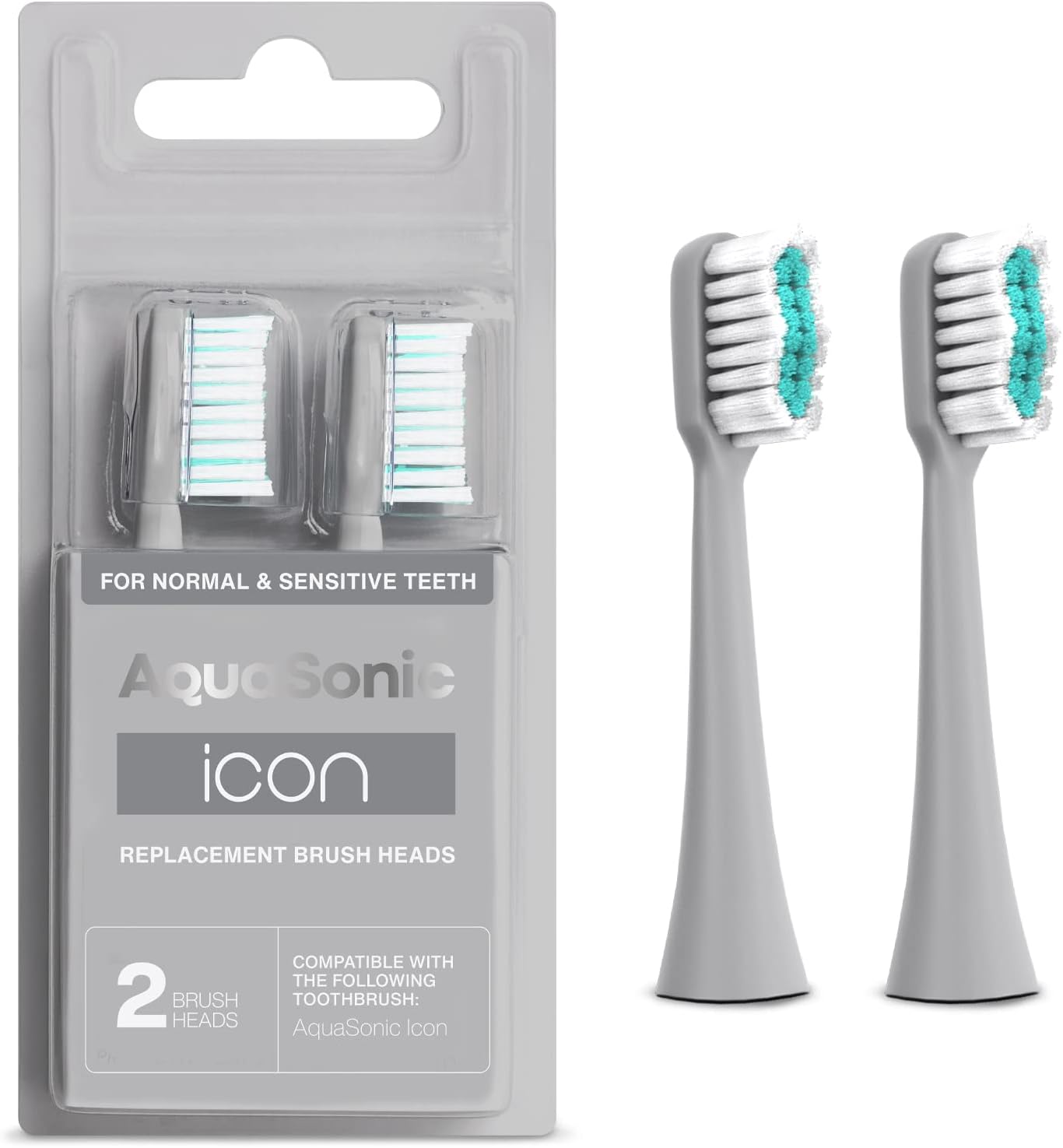 AquaSonic Icon – Cabezales de cepillo de repuesto  Compatible con AquaSonic Icon Cepillo de dientes  2 cabezales de cepillo  para dientes normales y