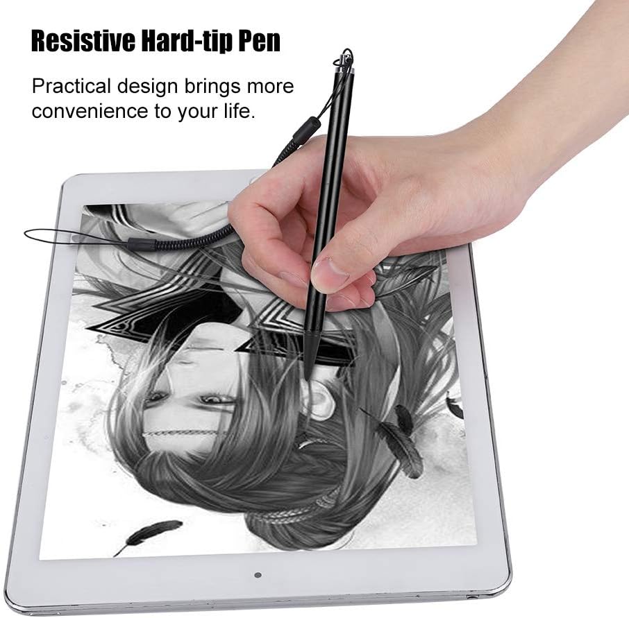 Wendry Bolígrafo resistente de punta dura compatible con todos los dispositivos de pantalla táctil resistiva, lápiz óptico resistente con cuerda de