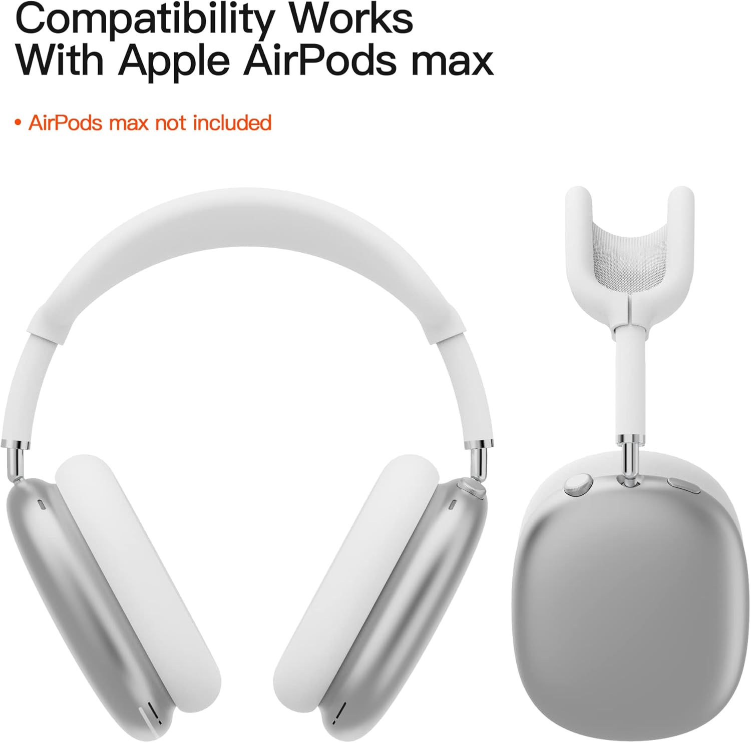Tucana Fundas de silicona compatibles con AirPods Max, cubierta superior + cubierta para auriculares (blanco)