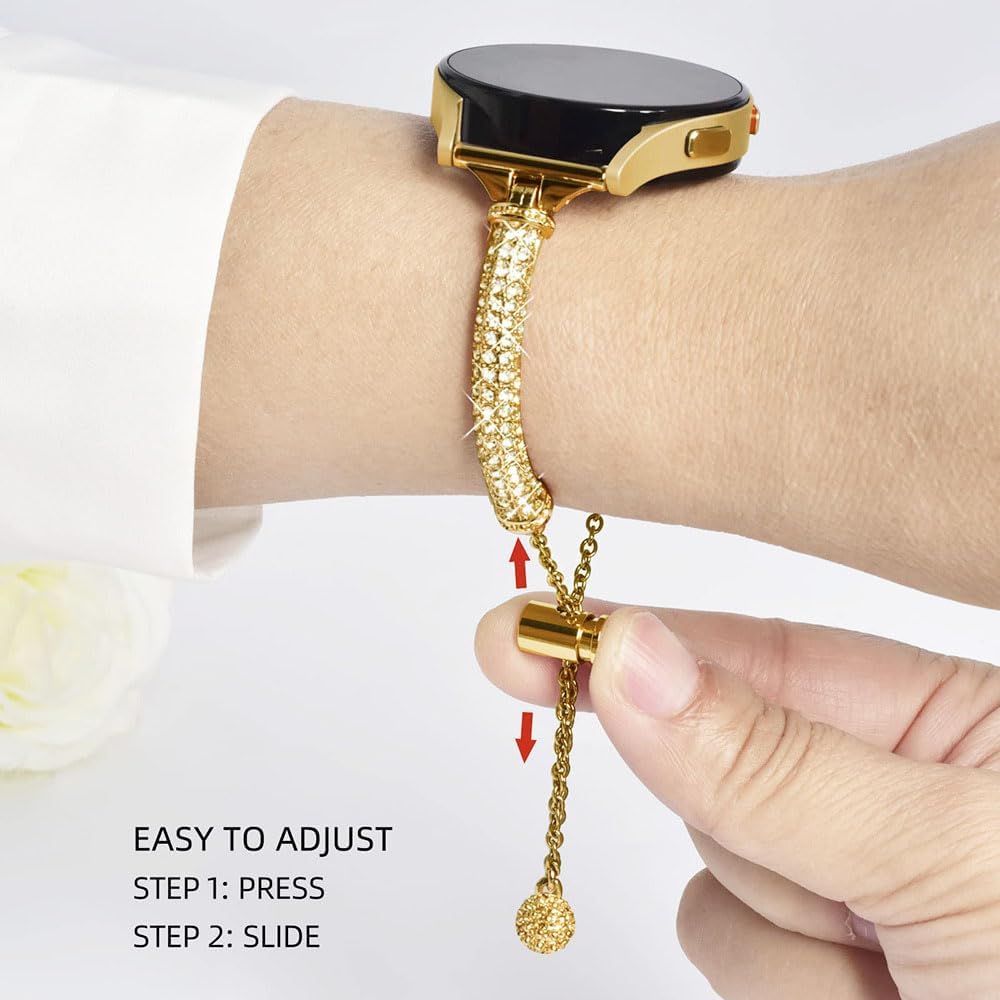 Bandas compatibles con Samsung Galaxy Watch 66 Classic  55 Pro  44 Classic  3 1.614 in  Active 2, pulsera de repuesto de metal con diamantes