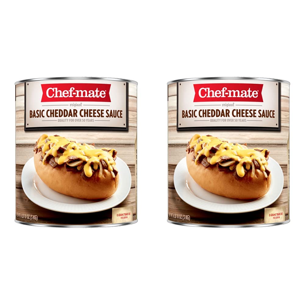Chef-mate Salsa básica de queso cheddar, comida enlatada para macarrones con queso, 6 libras 10 onzas (#10 latas a granel) (paquete de 2)