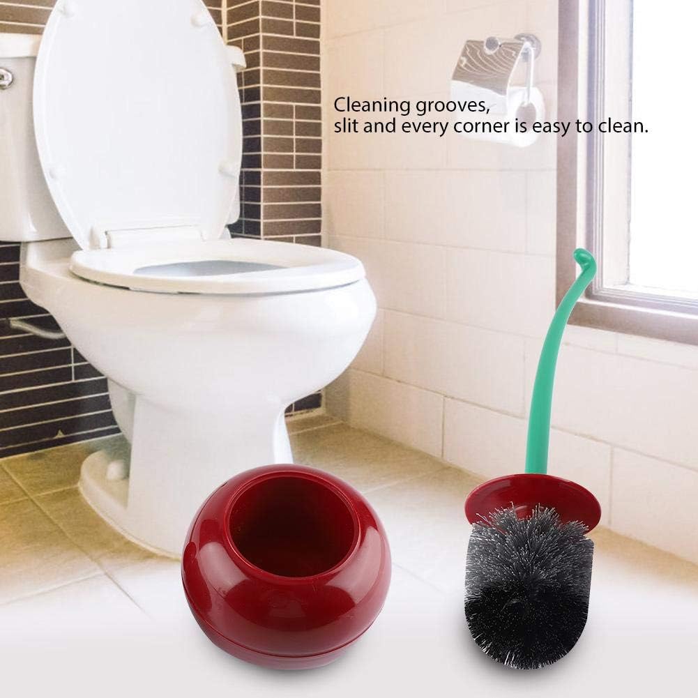 Juego de portaescobillas de inodoro, cepillo Toliet con soporte de pie Cereza – Herramienta de baño de inodoro en forma de lavabo (rojo)