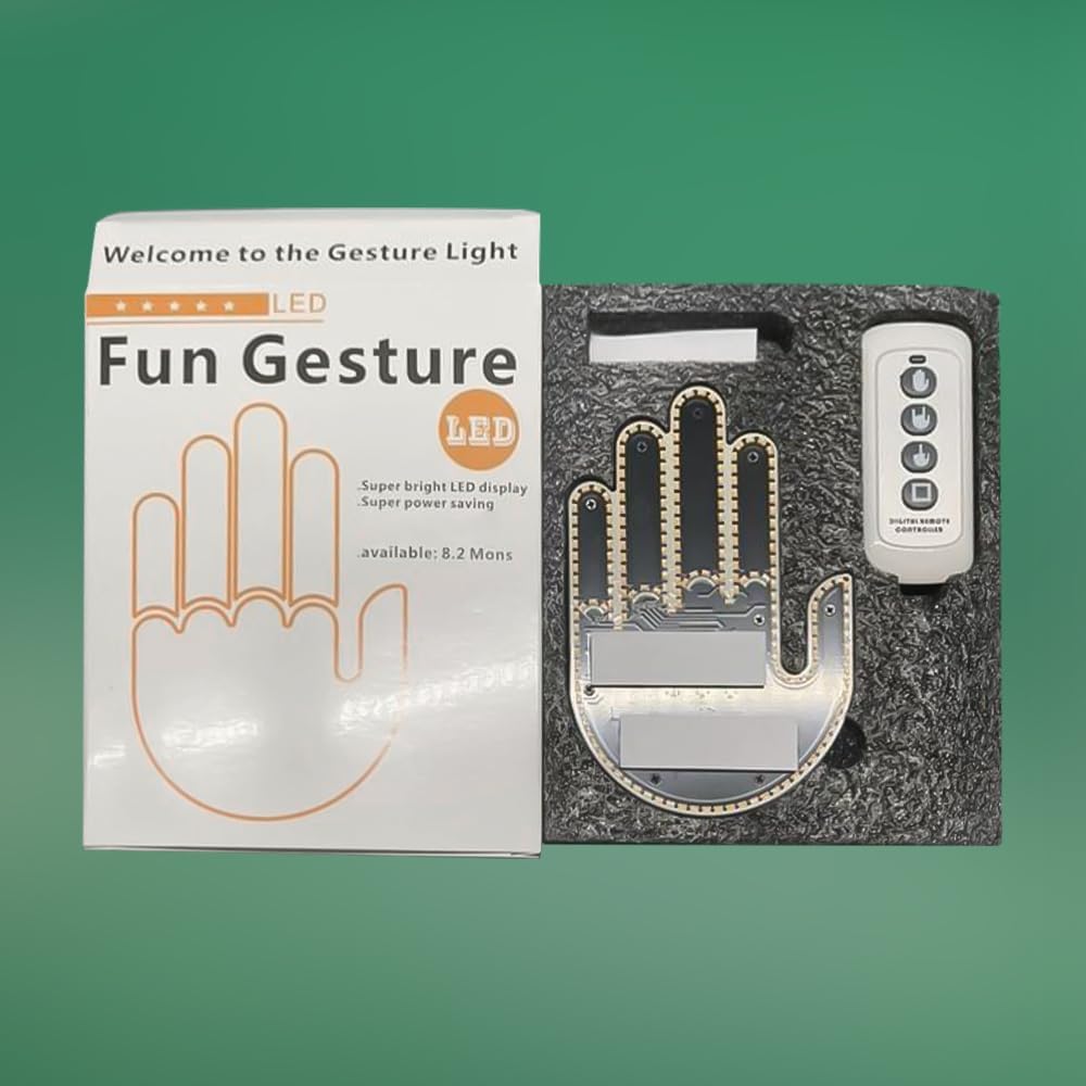Luz de mano para automóvil, letrero LED, luz de gesto de mano con ventana remota, accesorios divertidos para automóvil, regalo para hombres y mujeres