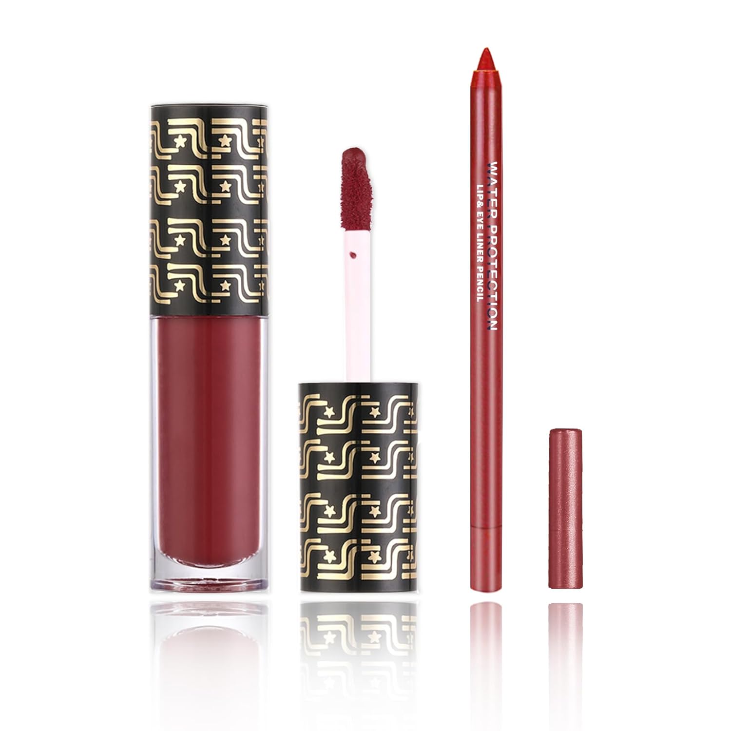 CAHIUYOA Juego de 2 delineadores de labios de color vampiro, rojo mate, lápiz labial líquido rojo, brillo de labios, tinte de labios, resistente al