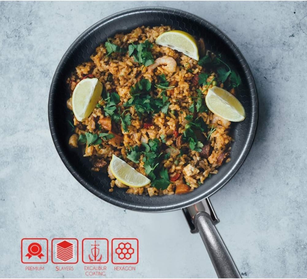 ALTEN BACH – Sartén para wok románica de 3 capas, antiadherente, acero inoxidable, aluminio, 8 pulgadas, 10 pulgadas, 11 pulgadas, 12 pulgadas (11.8