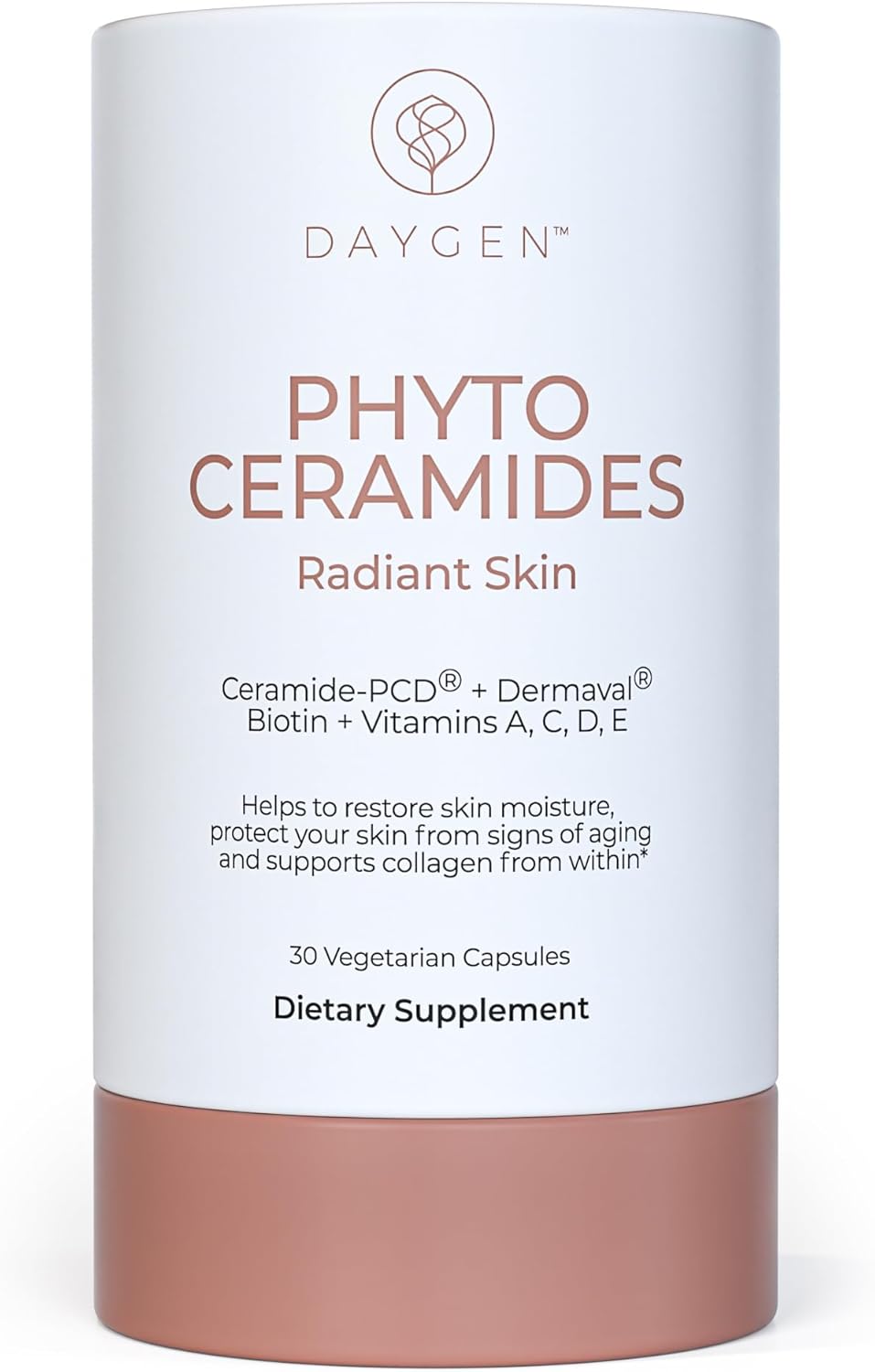 Phytoceramides Radiant Skin with Ceramides & Dermaval – Restaura la humedad de la piel, apoya la producción de colágeno, con biotina y vitaminas A,