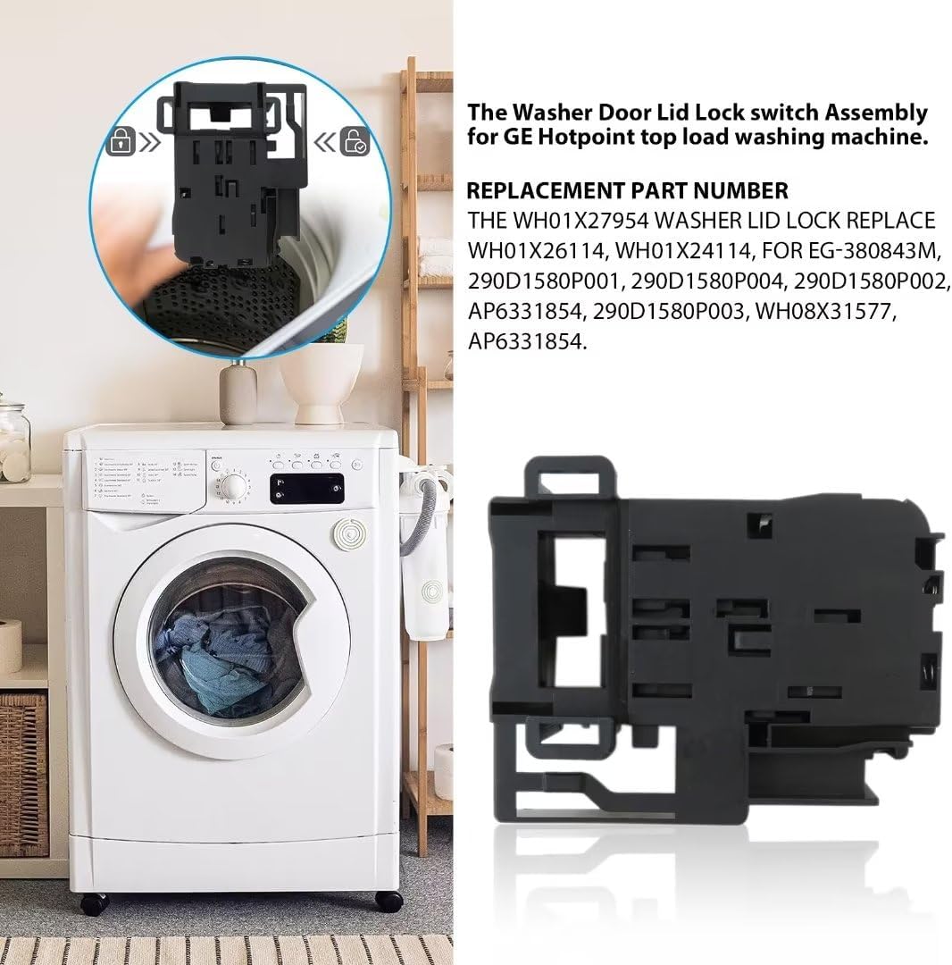 WH01X26114 WH01X24114 WH01X27954 AP6331854, Interruptor de bloqueo de la tapa de la lavadora GTW460AMJ2WW, GTW460AMJ3WW, GTW460AMJ4WW