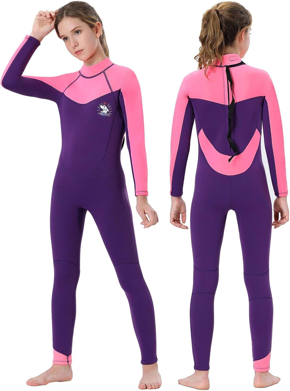TBLUITE Traje de neopreno para niños y niñas en agua fría, 0.118 pulgadas y 0.079 pulgadas con cremallera trasera de neopreno cortolargo para