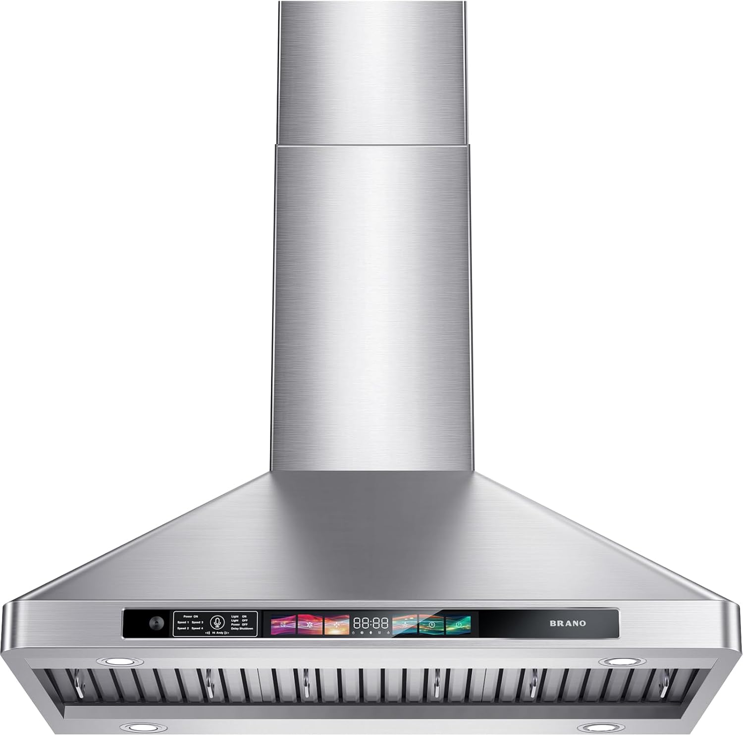 BRANO Campana extractora de montaje en pared de 30 pulgadas con control de vozgestostáctil, ventilación de campana de cocina de acero inoxidable de