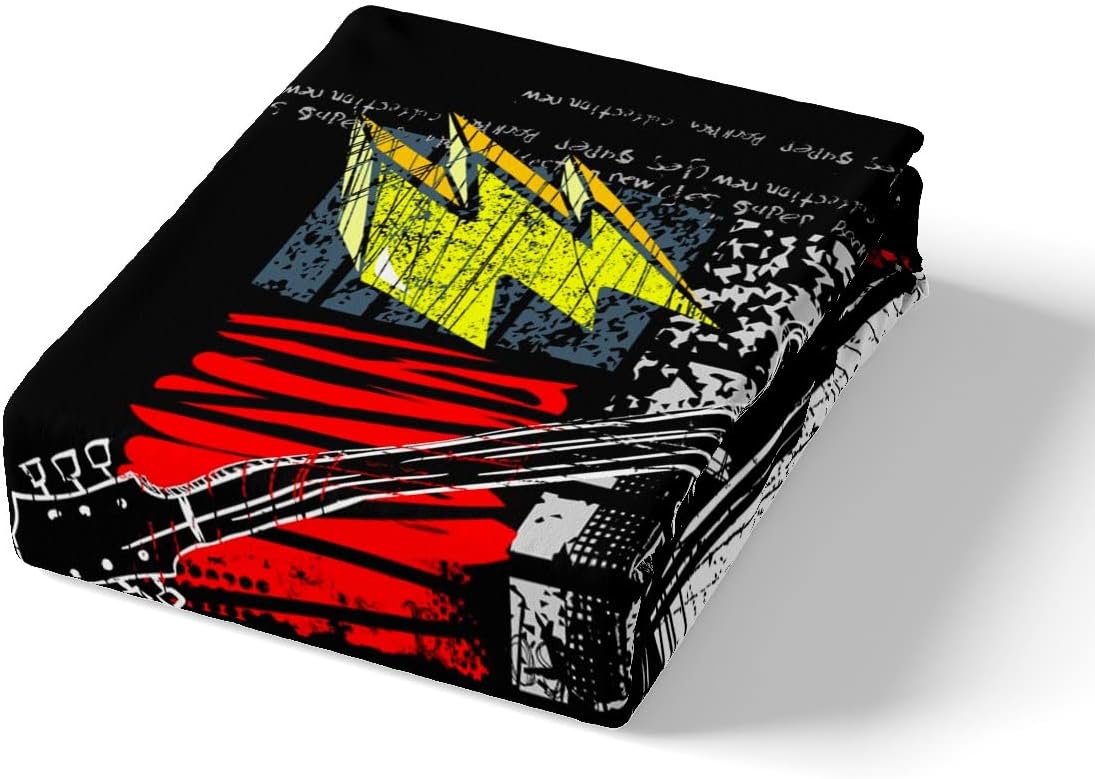 Manfei Juego de funda de edredón con diseño de rock roll, juego de ropa de cama de 3 piezas con estampado de auriculares y guitarra, para decoración
