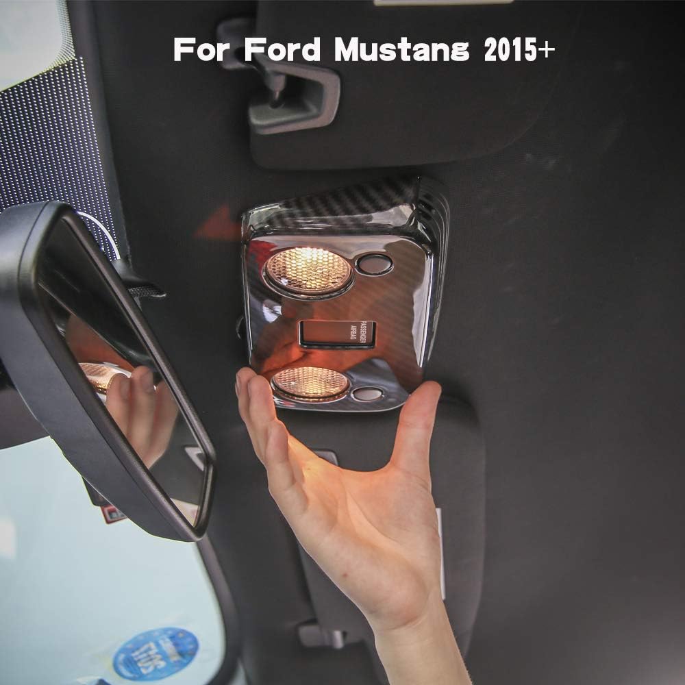 JeCar Para Mustang Fibra de Carbono Interior Techo Luz de Lectura Cubierta de Lámpara Accesorios para Ford Mustang 2015-2023