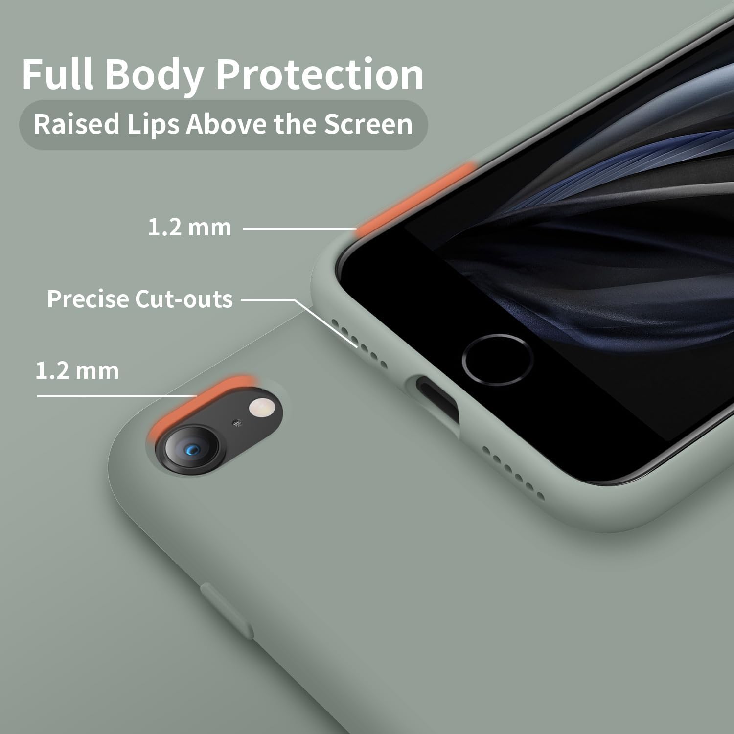 Cordking Funda para iPhone SE 20222020, iPhone 7 8, funda ultradelgada de silicona a prueba de golpes con forro de microfibra suave, 4.7 pulgadas,